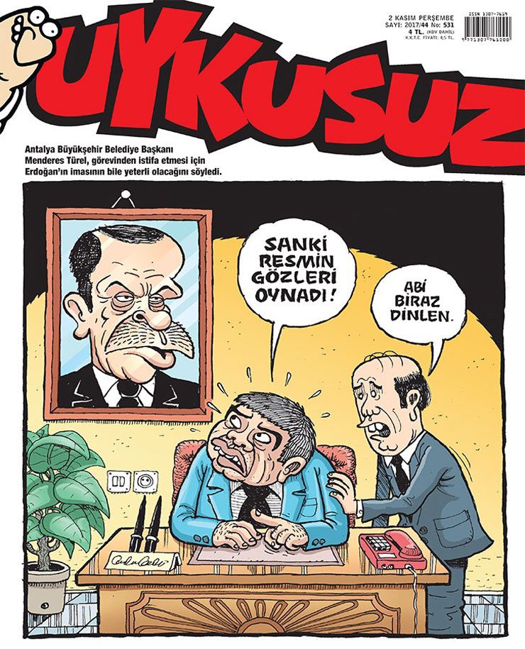 DikenComTr's tweet photo. AKP’li Türel’in ‘istifa iması’ Uykusuz’un kapağında: Sanki resmin gözleri oynadı
https://t.co/98EHc2uhKL https://t.co/7AIb2g3DF5
