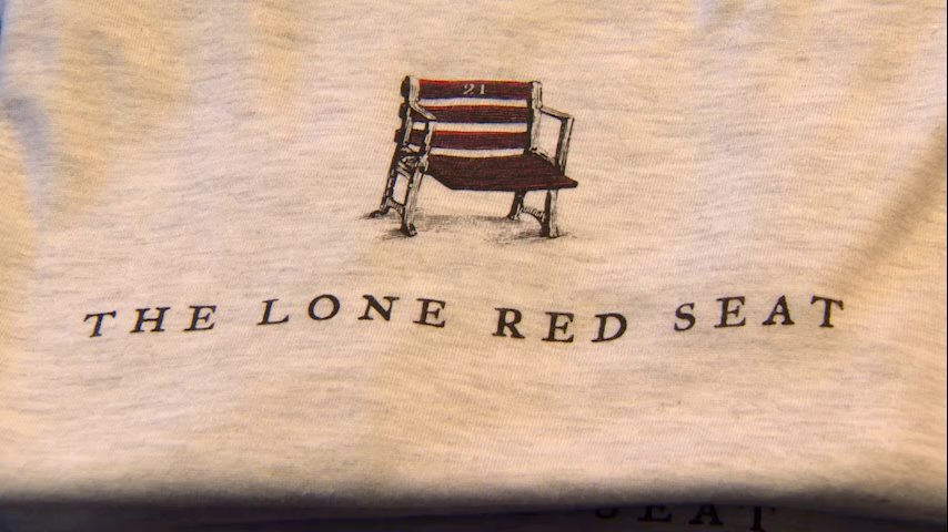Chronicle5's tweet photo. Know the story of the Lone Red Seat? Get the details and the shirt  @1630boston #ShopsUnusual @anthonyeverett @shaynaseymour #wcvb 7:30 https://t.co/xJnmJfv8SZ