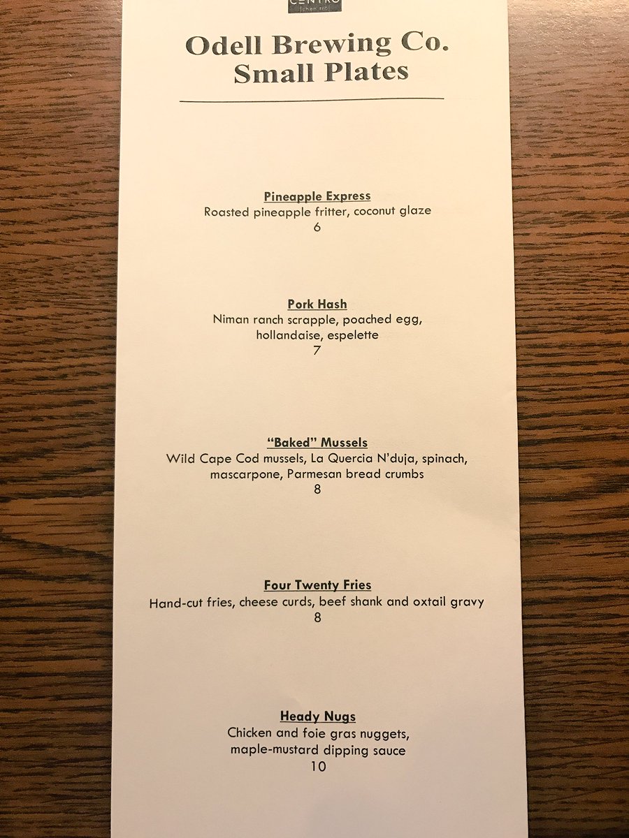 Food menu for tonight's <a href="/OdellBrewing/">Odell Brewing Co</a> event at <a href="/CentroDSM/">CentroDSM</a> <a href="/breadguy/">George Formaro</a>
