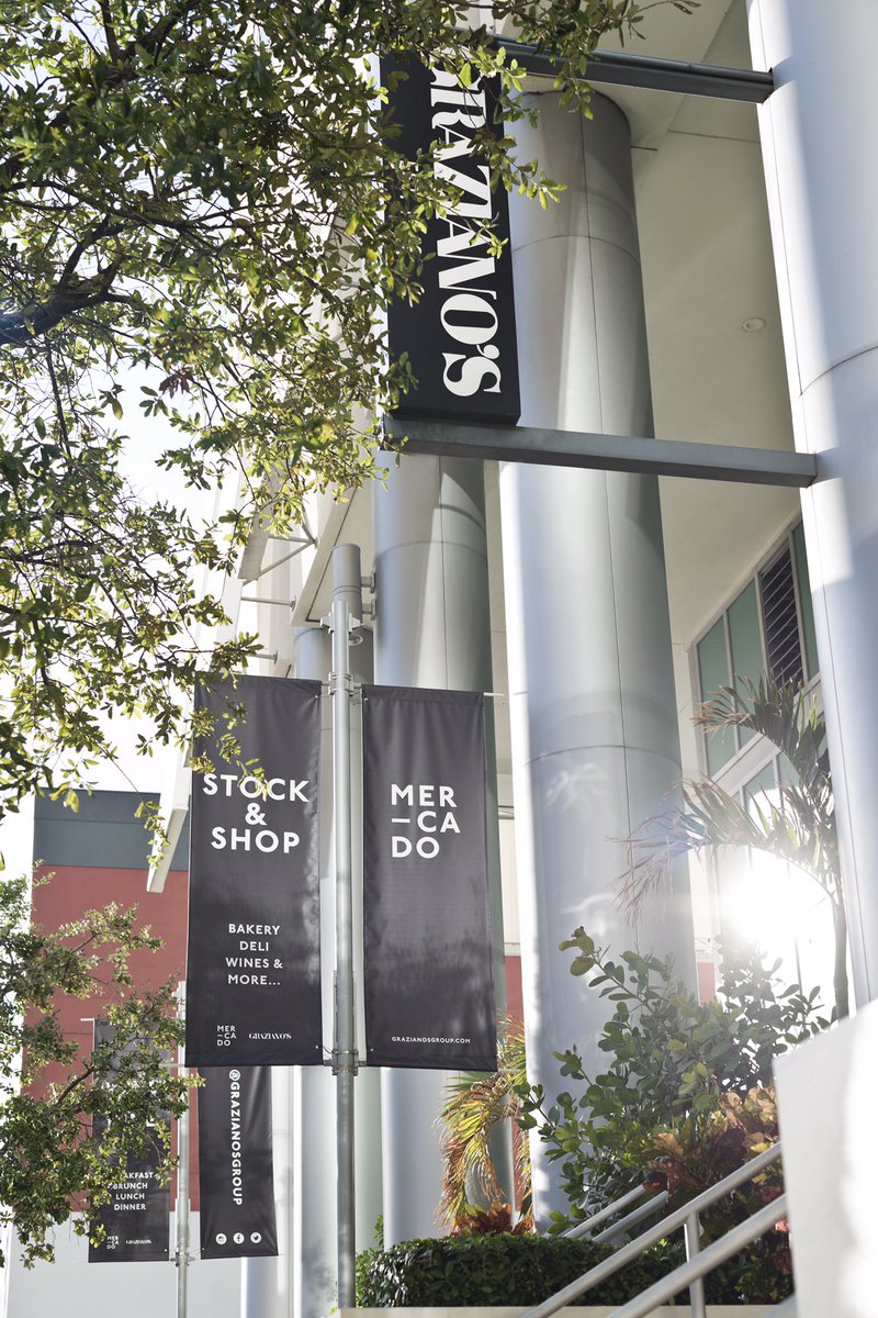 LYstudio's tweet photo. Nice to see the new Mercado logo we designed hanging up! @Grazianos_group #brickell #downtownmiami #grazianosgroup #wordmark #branding https://t.co/zZVC6VjxyH