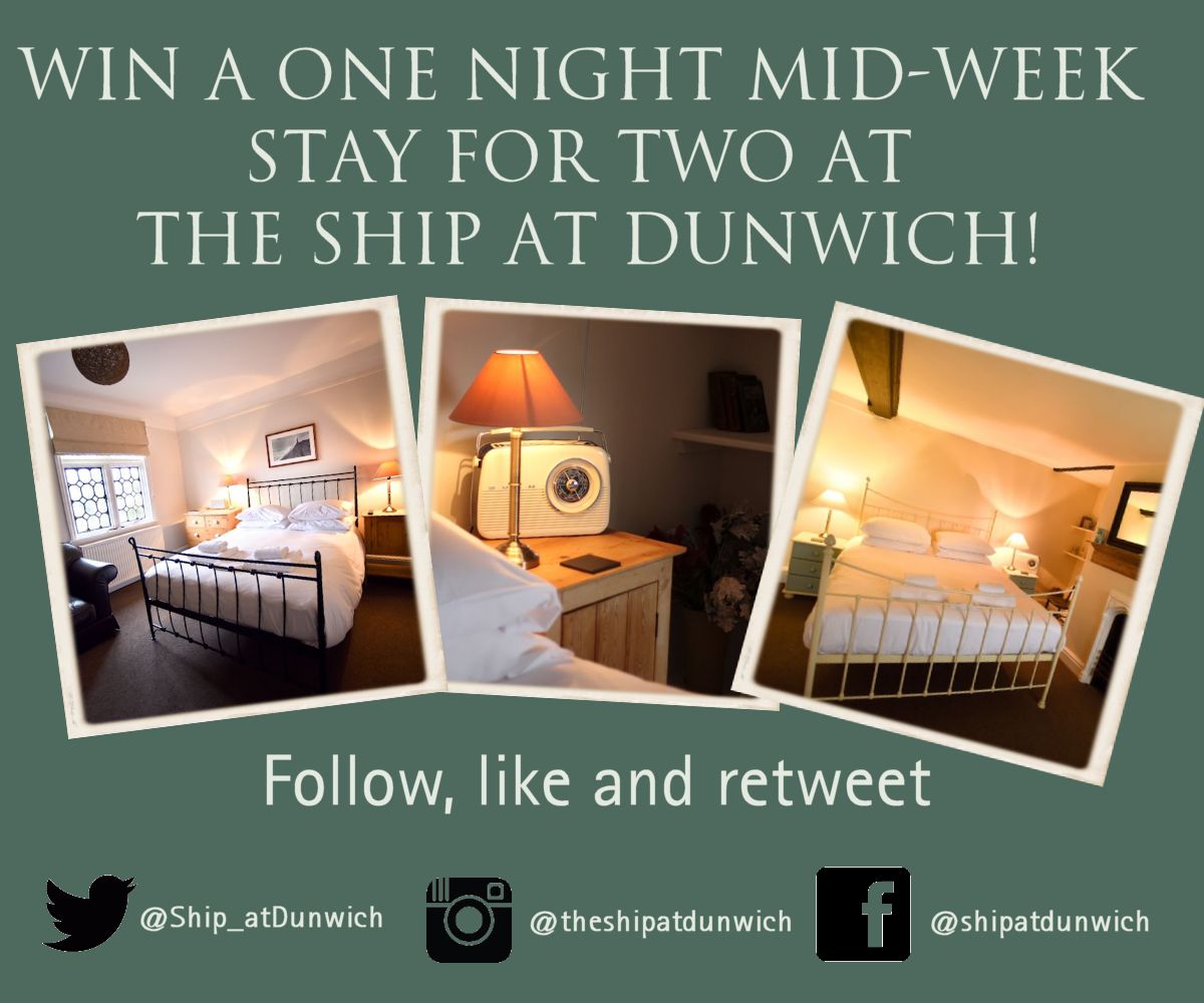 Win a stay at The Ship at #Dunwich! FOLLOW, LIKE &amp; RETWEET for the chance to #win! The winner will be announced on 15th December 2017.
