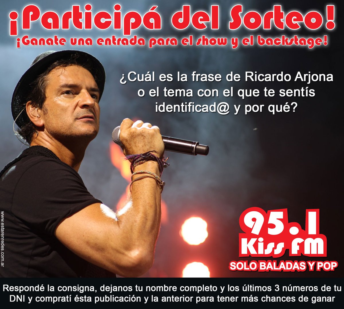 KissFM951's tweet photo. !Participá en la página de Facebook!
¡Ganate una entrada para el show y el backstage de Ricardo Arjona!
#KissFM
#BaladasyPop
#RicardoArjona https://t.co/ES822jYWdj