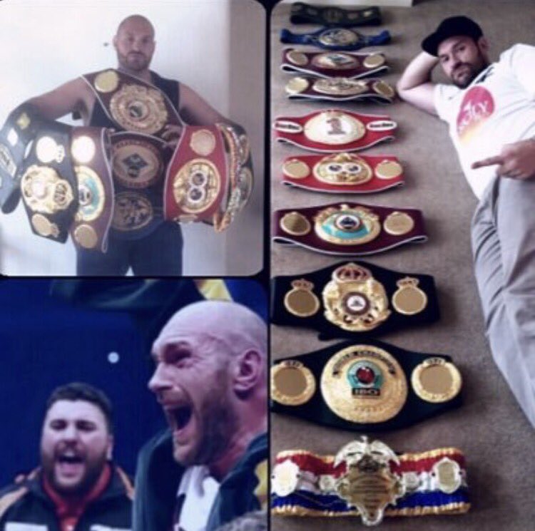 Tyson_Fury's tweet image. Damm I&apos;m good, won everything,
Still people doubt me &amp;amp; my skill, theses belts don&apos;t come easy!👍🏻
