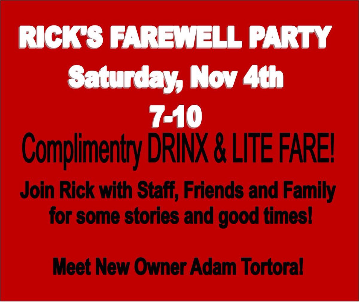 Rick’s stepping down after 40 years as owner and 50 years walking third the door. #fillmorestavern #party #invite