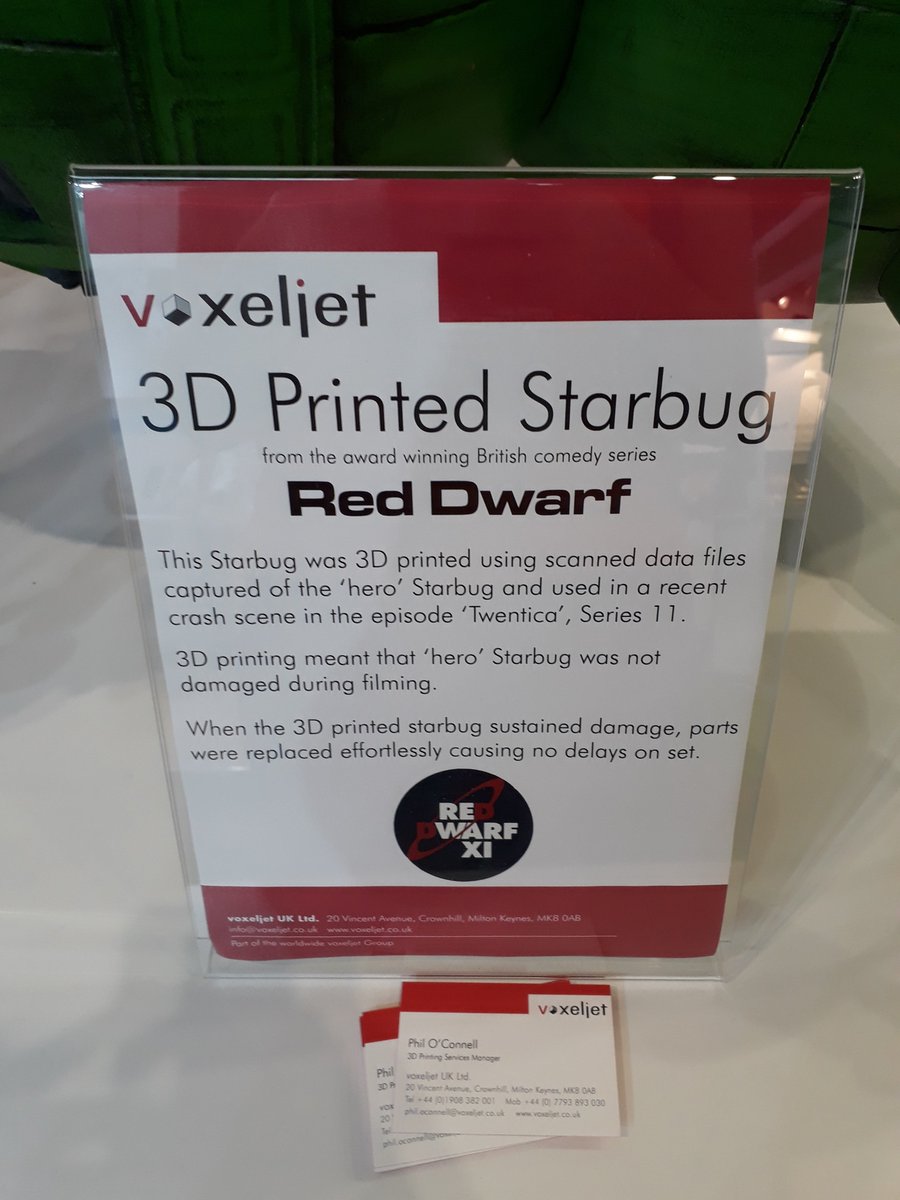 abgiuk's tweet photo. #Voxeljet show off their #3D printed Starbug used during the filming of Red Dwarf at #AEUK17 displaying #Innovative printing has come a long way... https://t.co/ACedwj7LzI