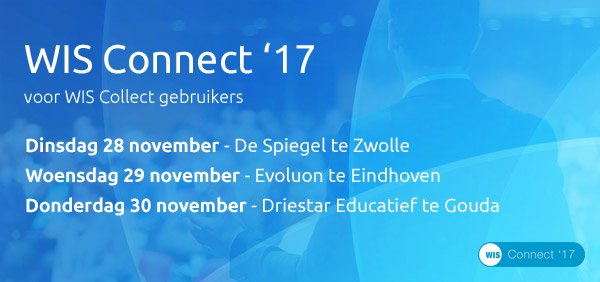 Binnenkort zijn onze klantendagen WIS Connect '17! Uitnodiging gemist of geïnteresseerd om hierbij aanwezig te zijn? Mail naar info@wis.nl