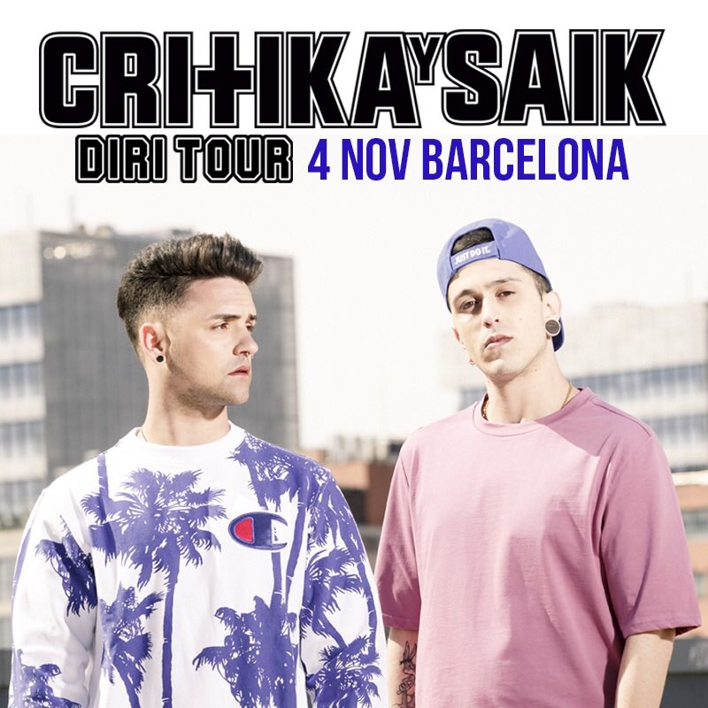 2 DÍAS! <a href="/OfficialCyS/">Crítika y Sáik</a> en Barcelona! Quieres ganar una ENTRADA DOBLE? Twittea esta foto con el hashtag #CySBarcelona Quien tenga más RT gana!