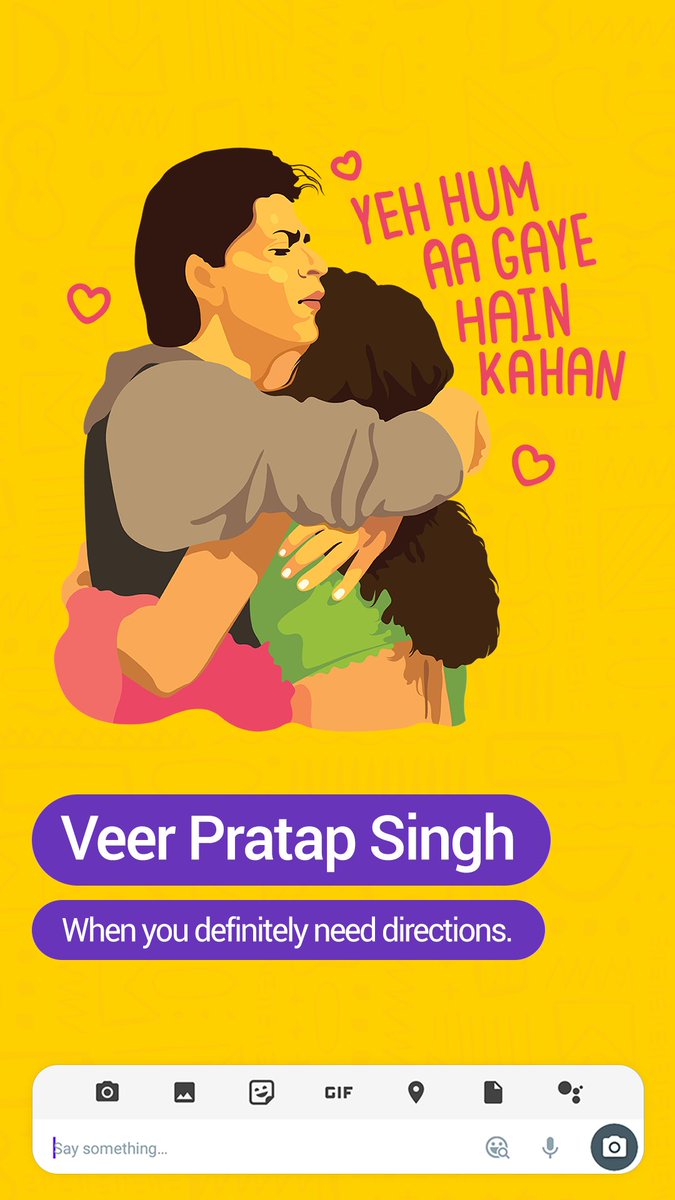 GoogleIndia's tweet photo. Raj, Kabir, Rahul or Veer - #NaamTohSunaHoga
Share your favorite #Allo sticker and join us in saying #HappyBirthdaySRK https://t.co/0VPSd0qBW1