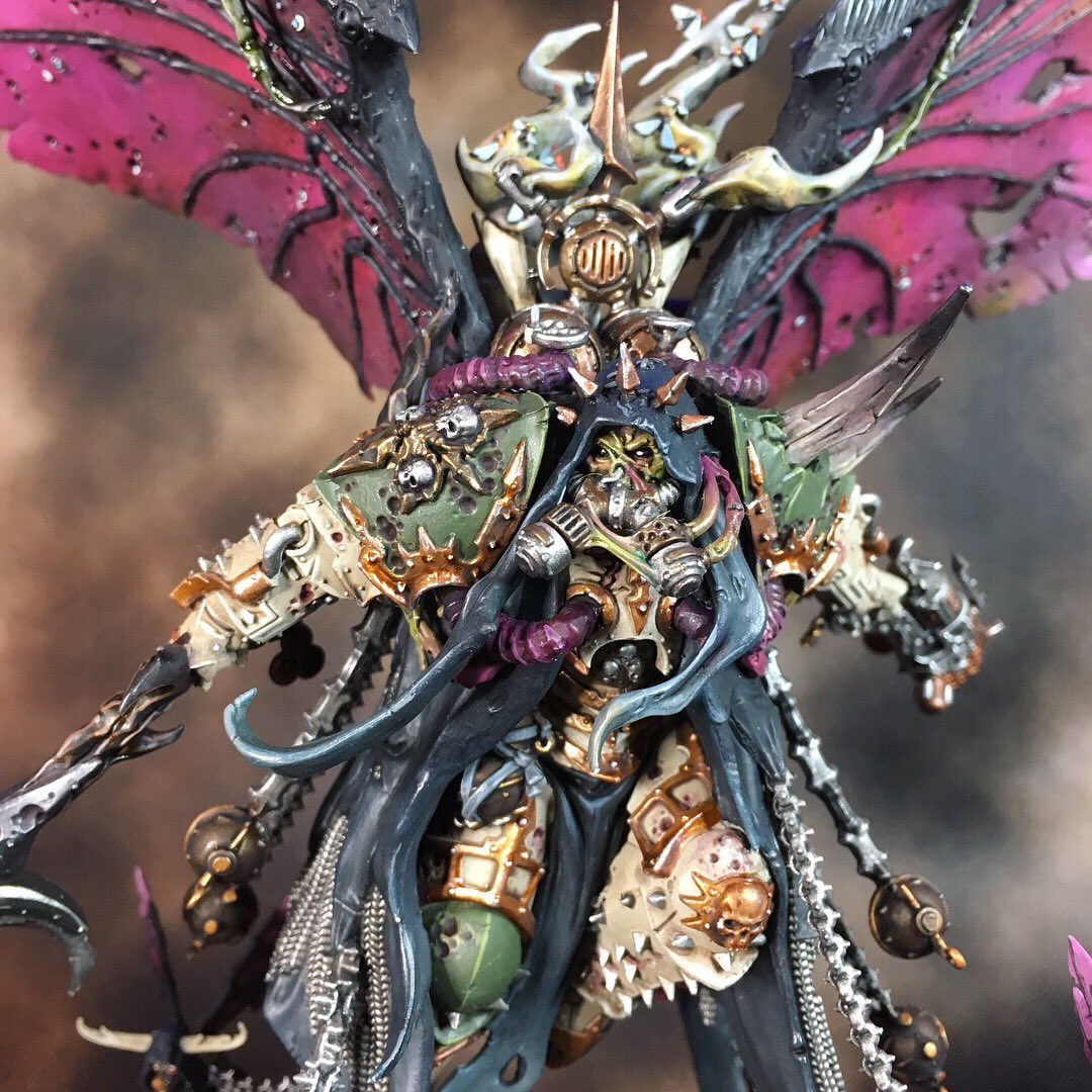 ICantThinkEm's tweet image. Finally finished Mortarion last night! I’m happy with the result &amp;amp; he was super fun to paint ^.^ I’ll add a close up of the smoke below too