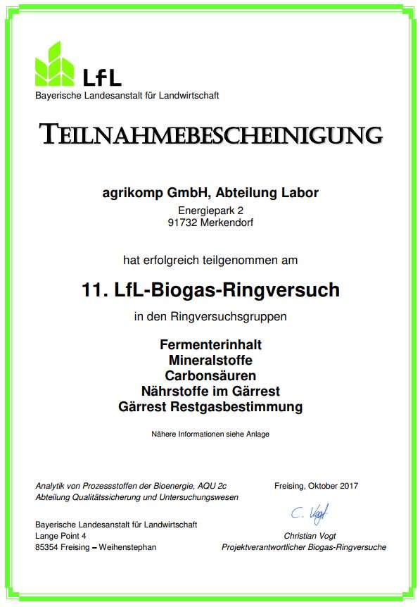 Alle Jahre wieder...
nimmt unser Labor am LfL Ringversuch der bayrischen Landesanstalt für Landwirtschaft teil. Und wieder hat unser Laborteam allen Grund stolz zu sein.
agrikomp.com/images/de-DE/p…
