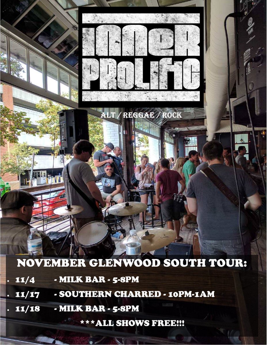 INNERPROLIFIC's tweet photo. November shows, come say what's up to your boyz! #innerprolific #milkbarnc #southerncharred #NothingButRaleighLOVE https://t.co/8mlk0AdbVG