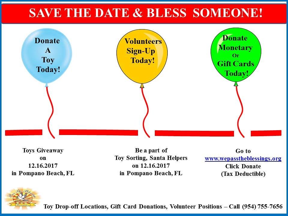 passtheblessin1's tweet photo. Save the date 21st Annual Toy Drive on 12/16 10-4pm at Mitchell Moore Park 901 NW 10th street Pompano Beach #toygiveaway  #donations https://t.co/37aW5E9GUp