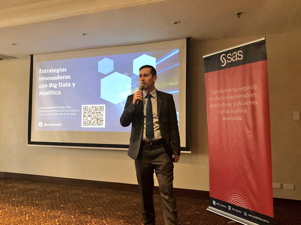 Sas_Colombia's tweet image. .@JavierRengifo presenta “Estrategias innovadoras con #📚Big Data y Analítica” #SASDataManagement 📊