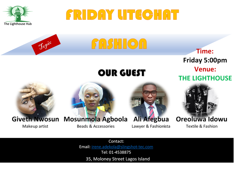 Lighthouseshub's tweet photo. Don't miss this week Friday LiteChat program coming up tomorrow. We will be discussion on Fashion with some very special guests. https://t.co/X4uCzXqWjQ