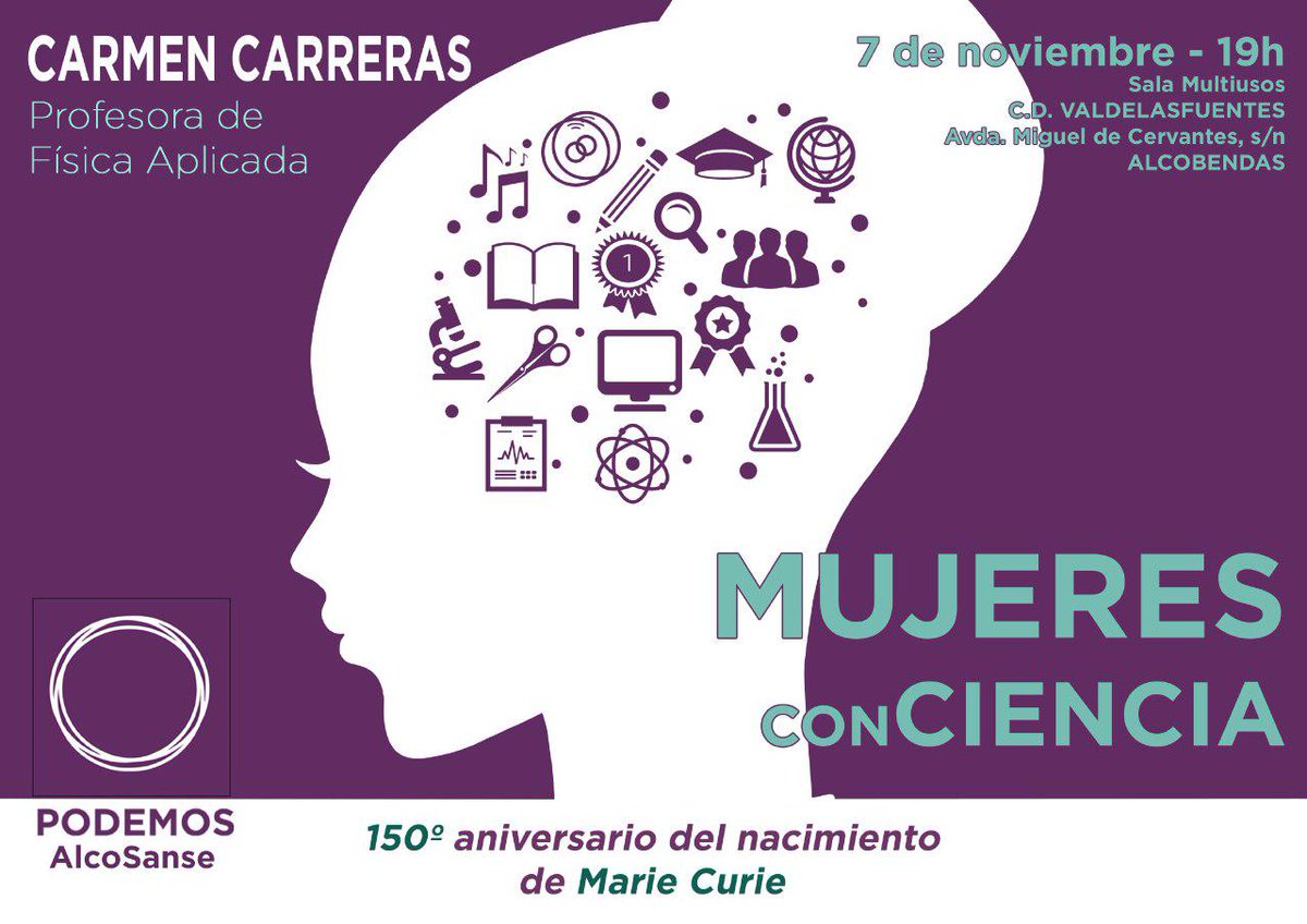 El próximo martes hablaremos de Mujeres conCIENCIA coincidiendo con el 150º aniversario del nacimiento de Marie Curie
