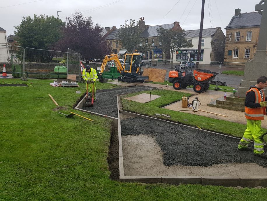 WLStraughan's tweet photo. Our team recently completed #PathConstruction, #Landscaping &amp; installed a bench for passers-by in #Bedlington to admire the War Memorial🚜 https://t.co/KhqVpb5UZD