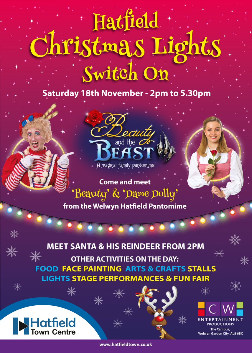 HatfieldTown's tweet photo. Christmas Light Switch On is fast approaching on Saturday 18th November. Great article from WHTimes about the event! https://t.co/SWkmUiryH0 https://t.co/j2Yi7mE2HM