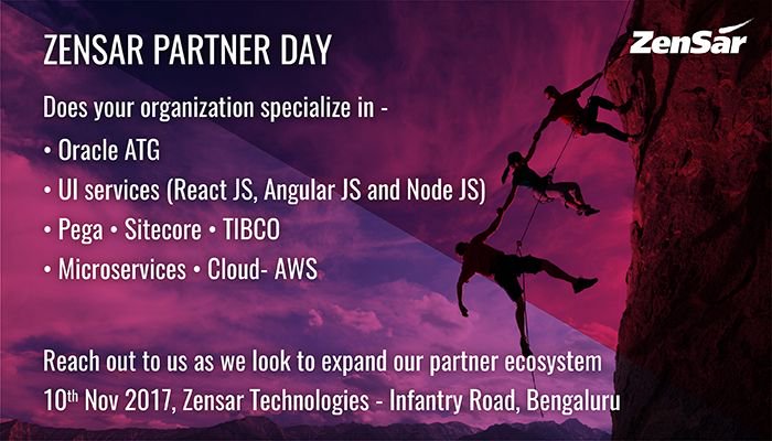 Zensar's tweet image. Register to partner with Zensar: zensar.co/2y6TBNi
#TechnologyPartners #OracleATG #UI #AngularJS #NodeJS #Pega #Sitecore #Tibco #Cloud