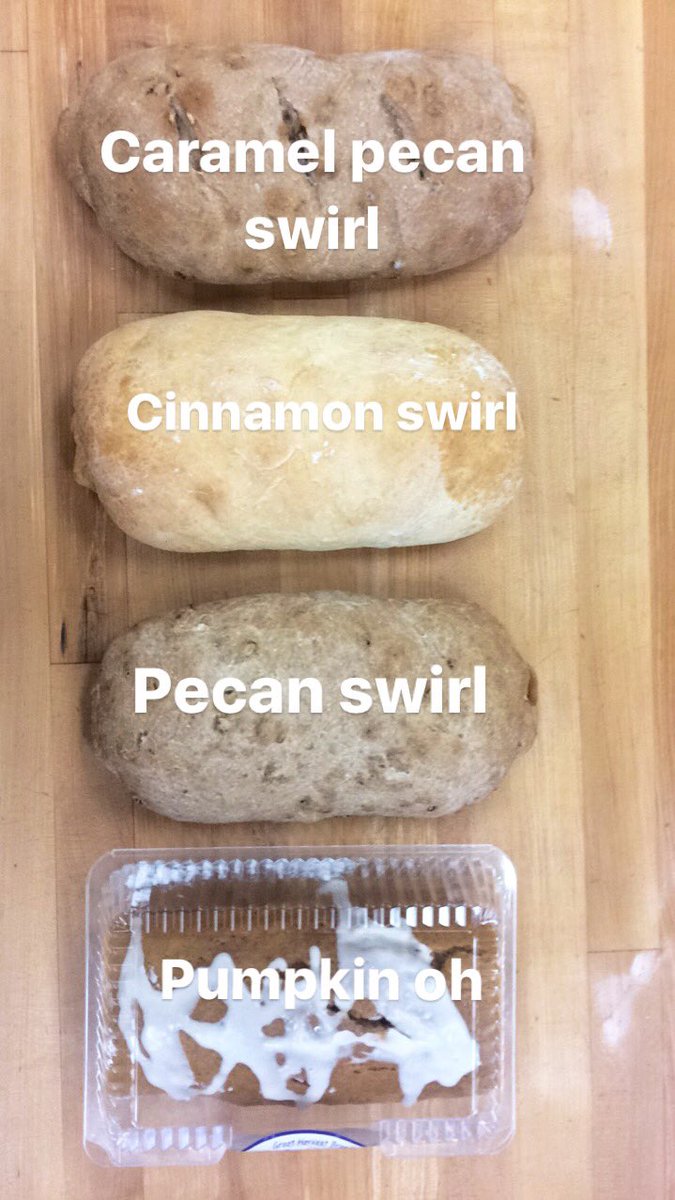 healthybread's tweet image. Swirling in the dough today! Fall flavors available today: pumpkin oh and pumpkin pecan swirl 🎃 #pumpkin #fall #greatharvest