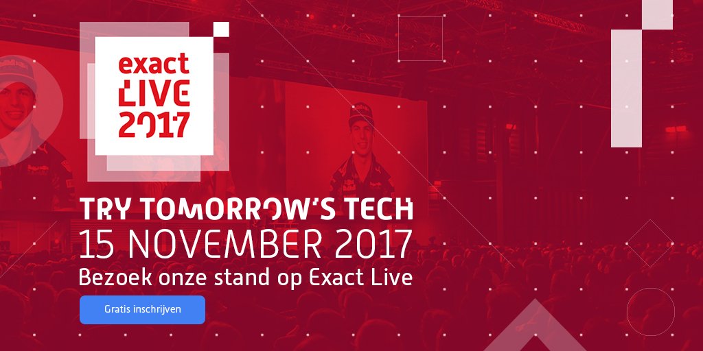 Over 2 weken staan wij op #ExactLive! Wij staan op stand 35 in Accountacy Hub. Zien we je 15 november in de @Jaarbeurs?