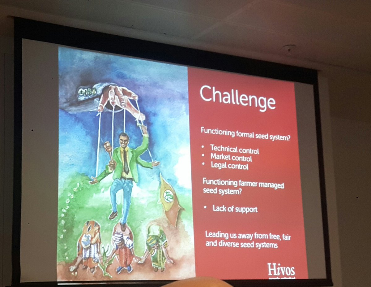 sbrnnafisa's tweet image. Taken during presentation by @douma_willy from Hivos  Realising farmers&apos; rights thru #opensourceseed  systems for #climatechange  adaptation