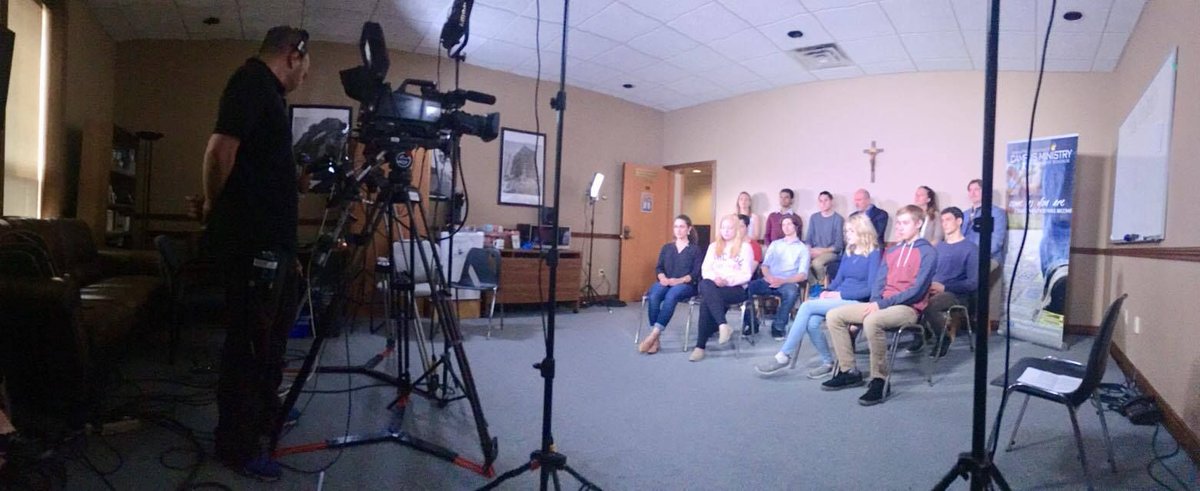 WindsorCM's tweet photo. Behind the scenes look at the Salt and Light taping last month #ThrowbackThursday #CatholicStudent https://t.co/n9oU6kEfDY