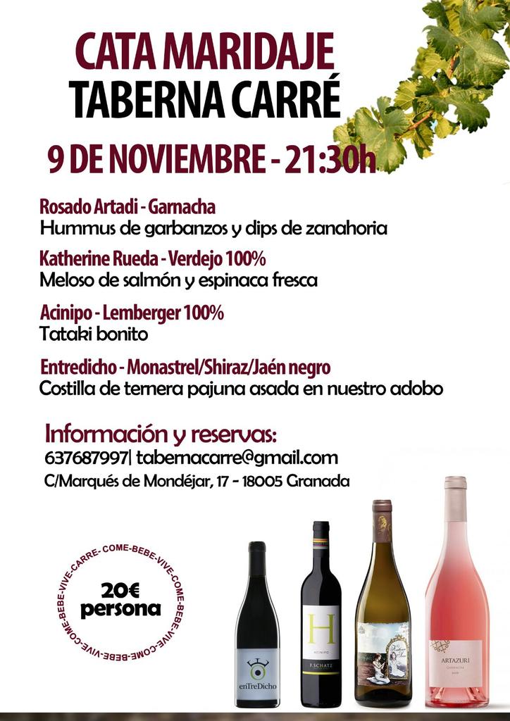 TabernaCarre's tweet photo. El 9 de noviembre tienes cita obligada en @TabernaCarre .Cata maridaje de la mano de @julian_hermoso tfn 637687997 https://t.co/J5T8oiiDX9