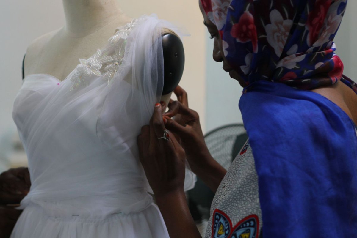 TFA_Abuja's tweet photo. Check out our students from our bridal wear classes working on their beautiful designs.  #ThrowbackThursday https://t.co/f1U6t1U6OS