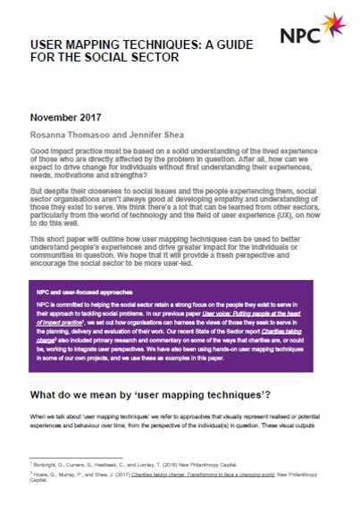 NPCthinks's tweet image. New guide for #charities on how #usermapping can be used to better understand people&apos;s experiences and drive impact&amp;gt; bit.ly/2z7uvv3