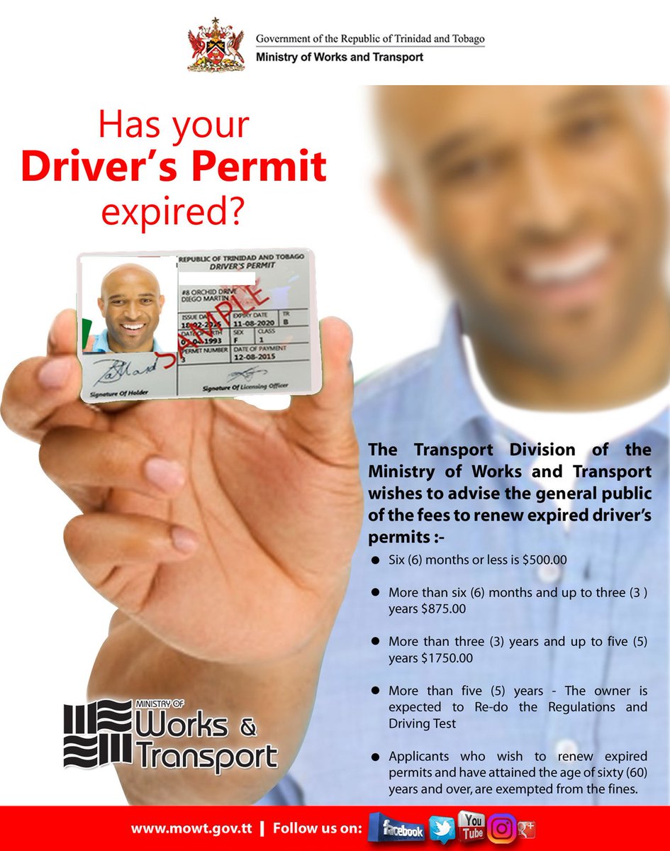 mowigovtt's tweet photo. Has your Permit Expired? If not, your permits can be renewed one month prior to its expiration. https://t.co/AhlWLFKF53 @newsgovtt https://t.co/JaOjawR3xx
