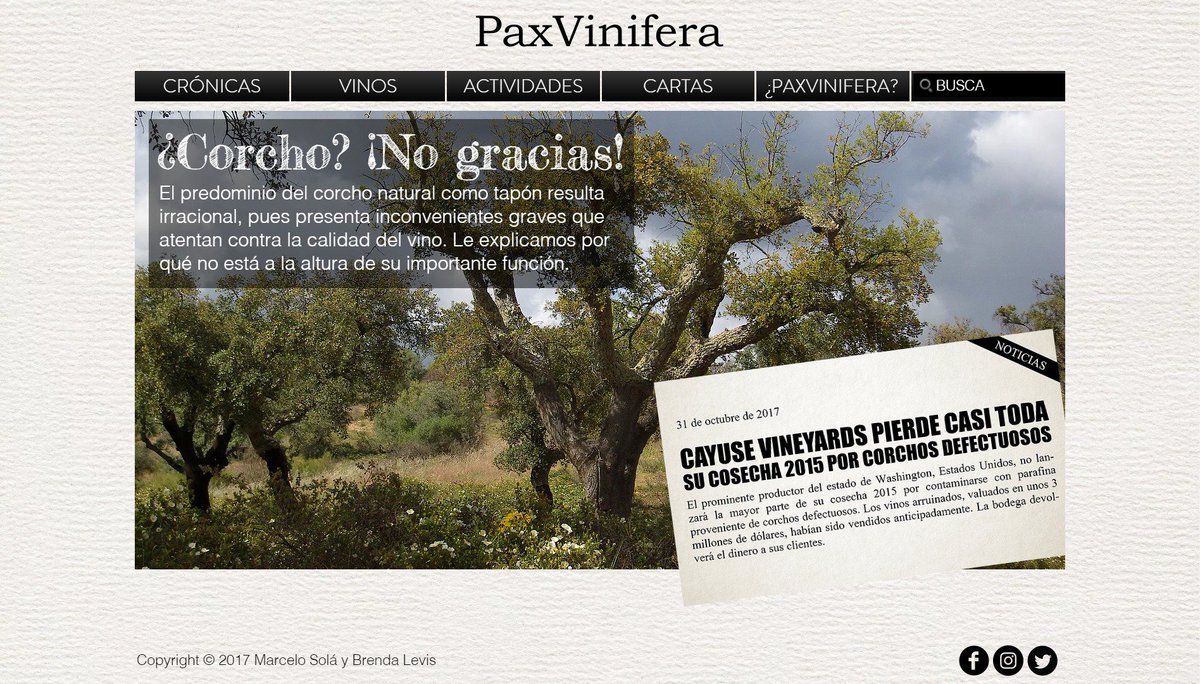 ¿Corcho? ¡No gracias! Hartos de abrir vinos estropeados por corchos. Dinero tirado y ocasiones arruinadas. Léalo en PaxVinifera.com