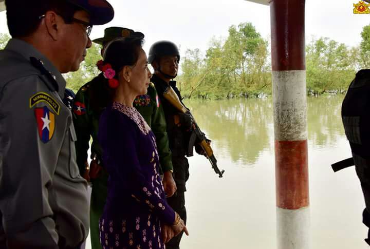 #Rakhine Chief Minister posts pics of #Myanmar #AungSanSuuKyi visiting #Sittwe and says she'll also visit Maungdaw where attacks happened