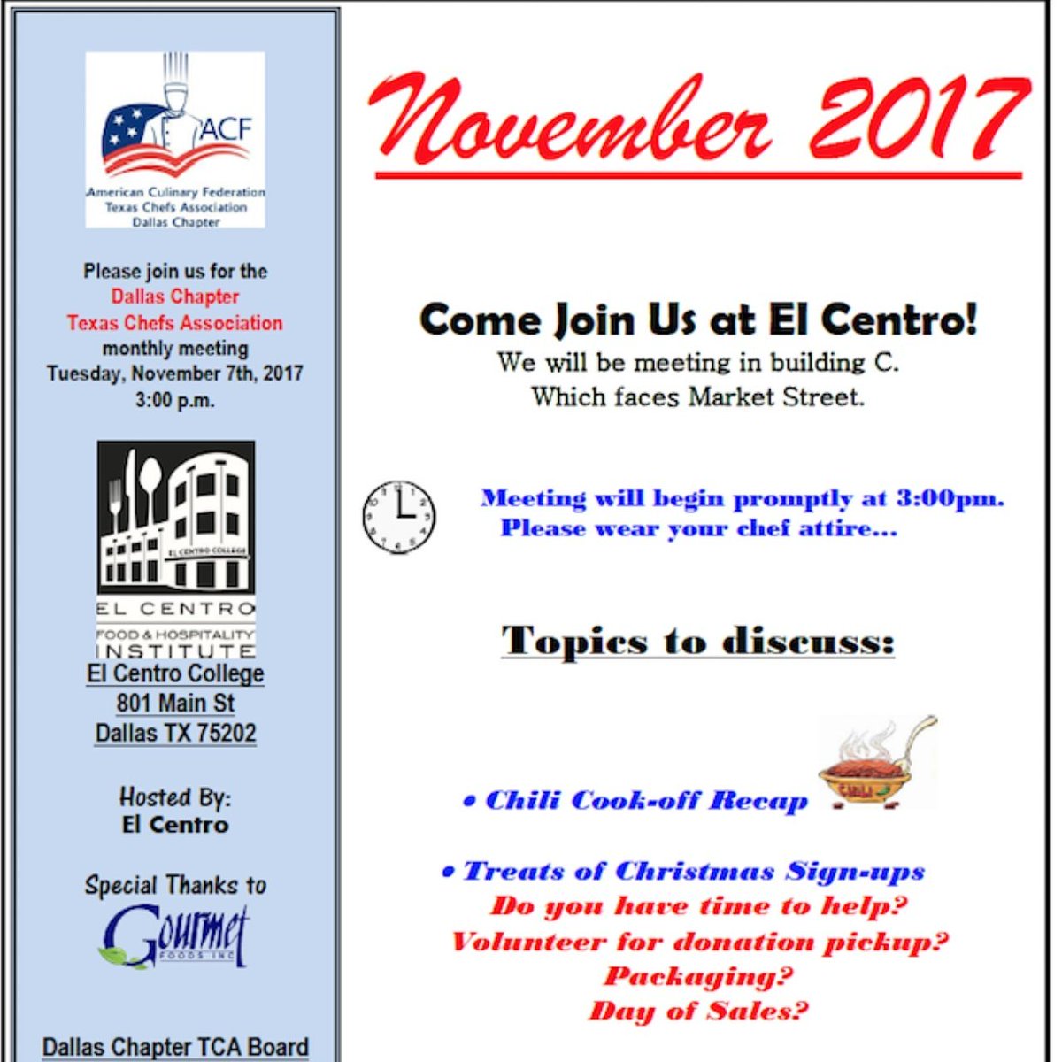 Dallas_TCA's tweet image. Join us at our next 🇺🇸 TCA Dallas Chapter Gen mtg Tues Nov 7 @ 3pm.  Meeting held at El Centro college.