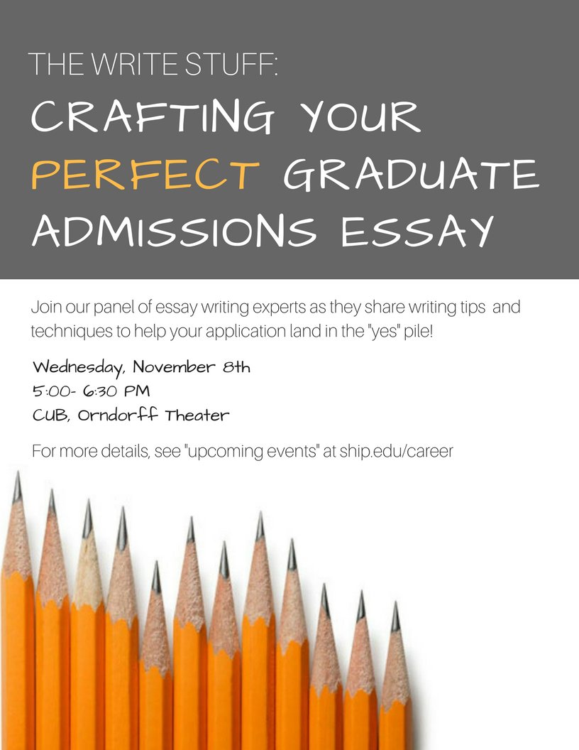 Write a grad admissions essay that will land in the "yes" pile! Join us for a panel discussion about personal statements: 11/8, 5 PM, CUB