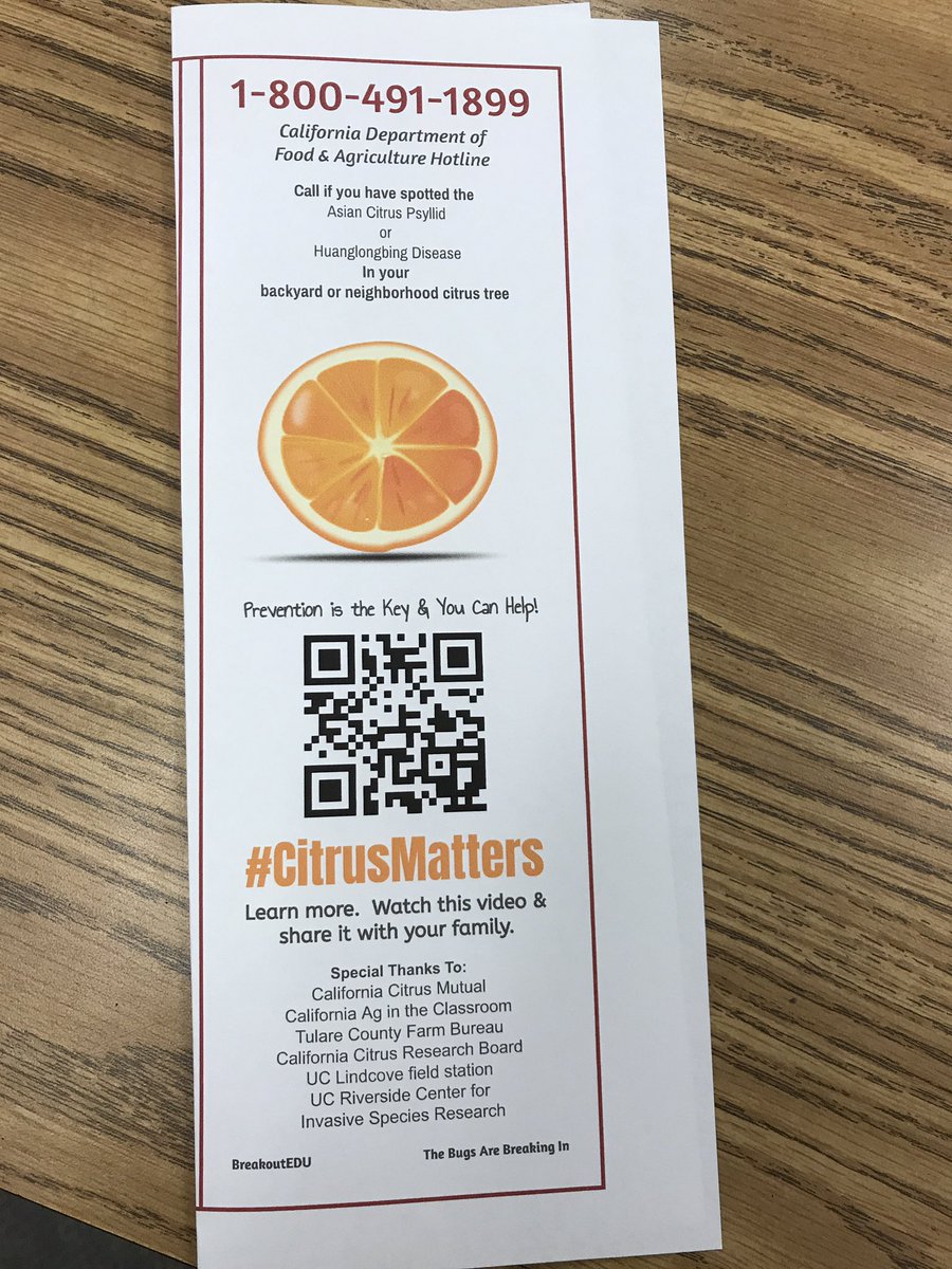cates_julie's tweet photo. @CitrusThreat @paloaltoweekly Stop the Invasion! Teacher created @breakoutEDU activity available. Pre #Agtivity lessons here https://t.co/8tC9uW9Szb #CitizenScientists @amydownsamy @Curiosity_Films https://t.co/g33gfRcYSP