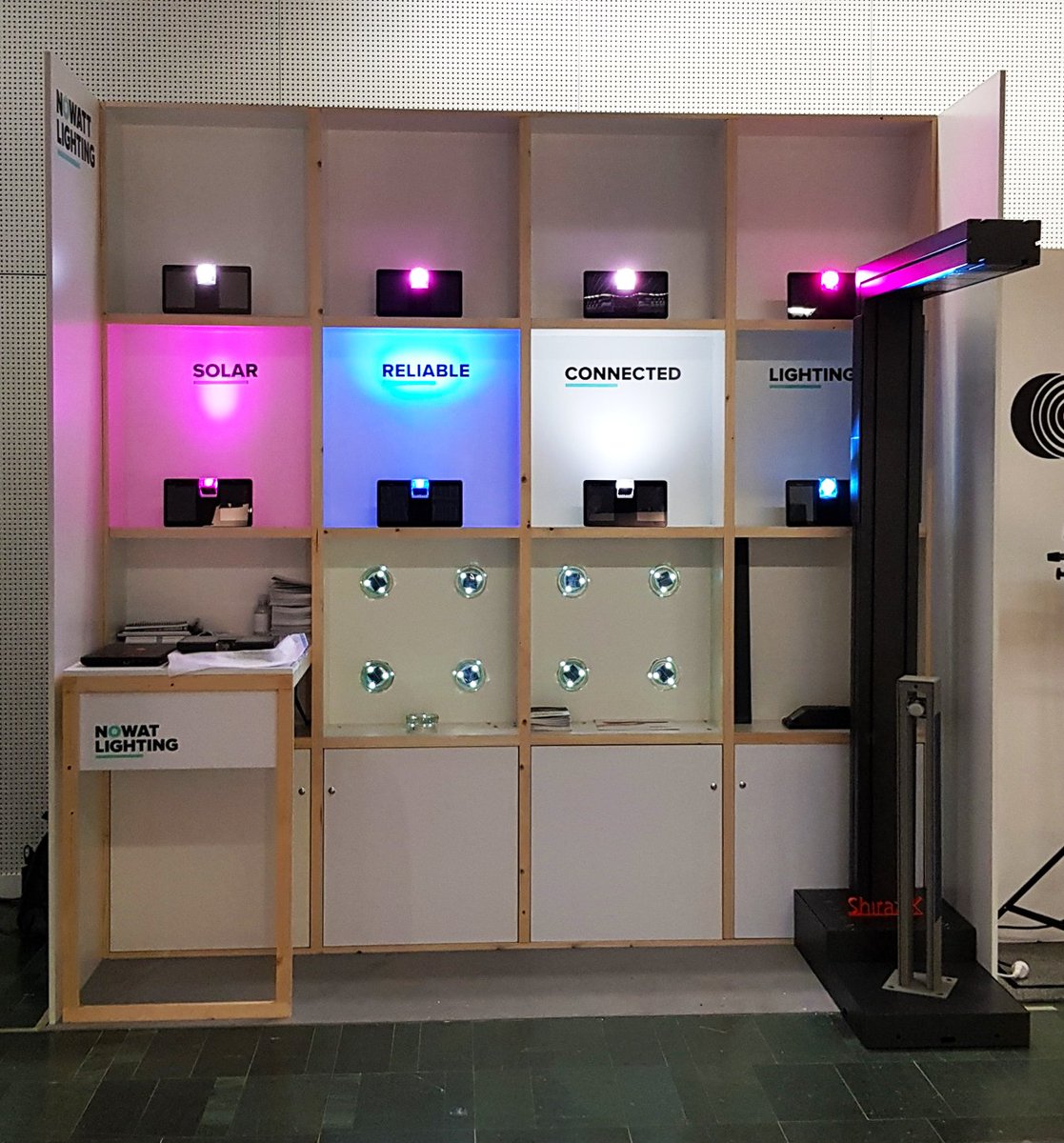nowattlighting's tweet photo. Nowatt presents new solar lighting products at PLDC. Connected Bluetooth 5 100% wireless. #future #solar #lighting #nowatt #pldc #connected https://t.co/dbLqK24RR4