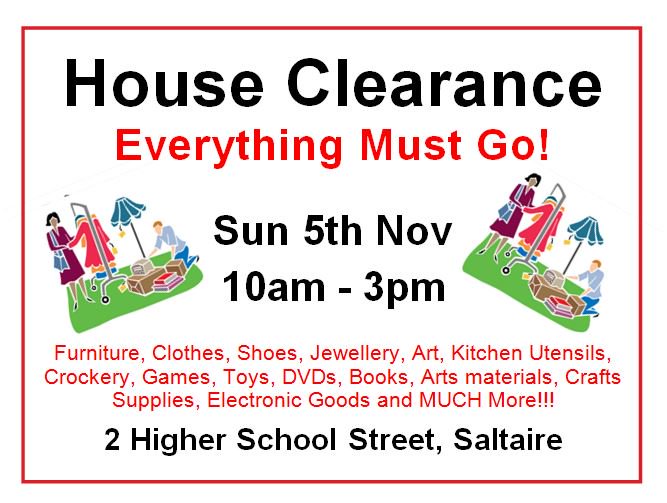 EVERYTHING MUST GO! House clearance in #Saltaire this Sunday 10-3pm Higher School Street BD183LJ  #westyorkshire #SHIPLEY #KEIGHLEY #BINGLEY