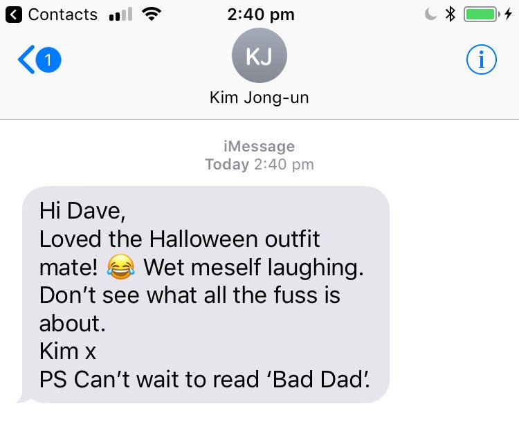 davidwalliams's tweet photo. I just got this text- https://t.co/zBGcv5y8R1
