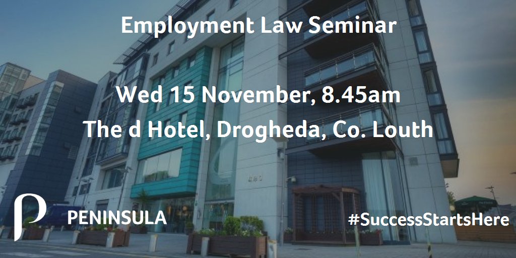 Join us in <a href="/thedhotel/">The d hotel Drogheda</a> for a free #employmentlaw &amp; #HR seminar. Places are limited, so register online now: bit.ly/2zdqUhk