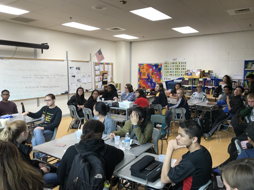 Another great meeting today.  We discussed plans for induction, the online writing center, The Poetry Out Loud competition, and more! #NEHS