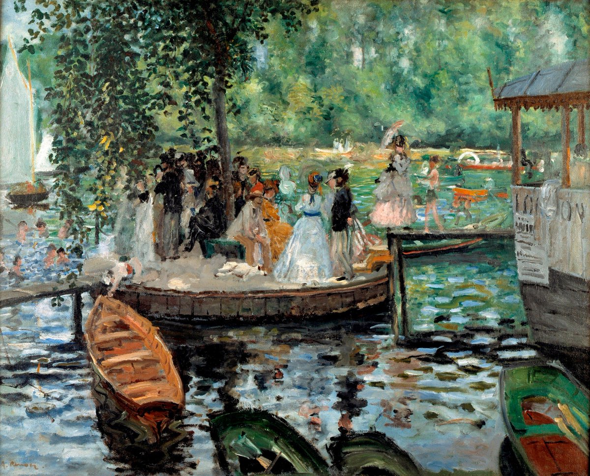 ANYOVIP's tweet photo. #miobrafavoritatema1 es La Grenouillère de Claude Monet, 1869, impresionismo @arteneaUCM https://t.co/DfrBpeqzdC