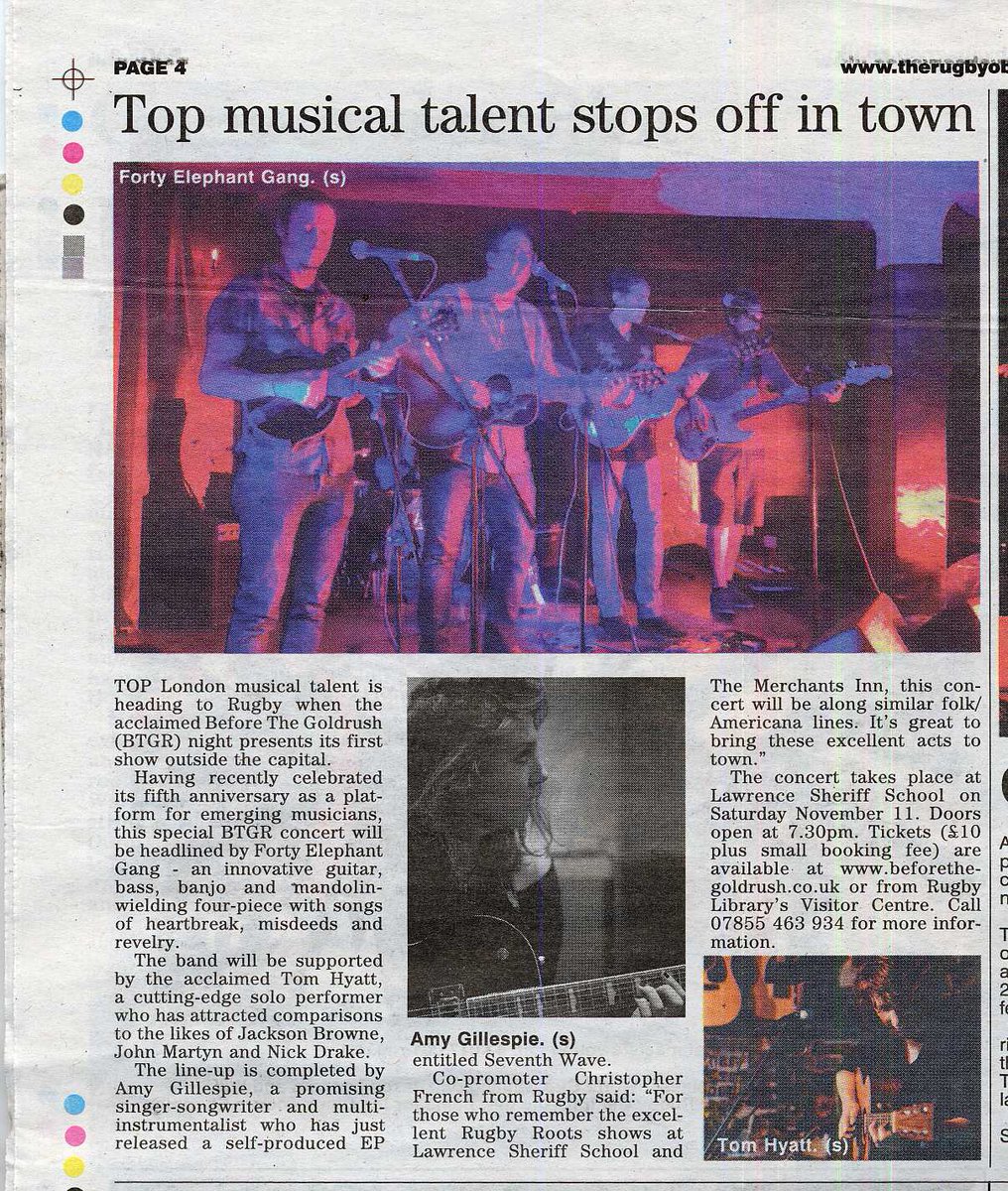 Big thanks <a href="/RugbyObserver/">Rugby and Lutterworth Observers</a> for previewing our upcoming musical visit w/ <a href="/tommyhyatt/">Tom Hyatt</a> @AmyGraceKirkup1 <a href="/40elephantgang/">FortyElephantGang</a> wegottickets.com/event/417639