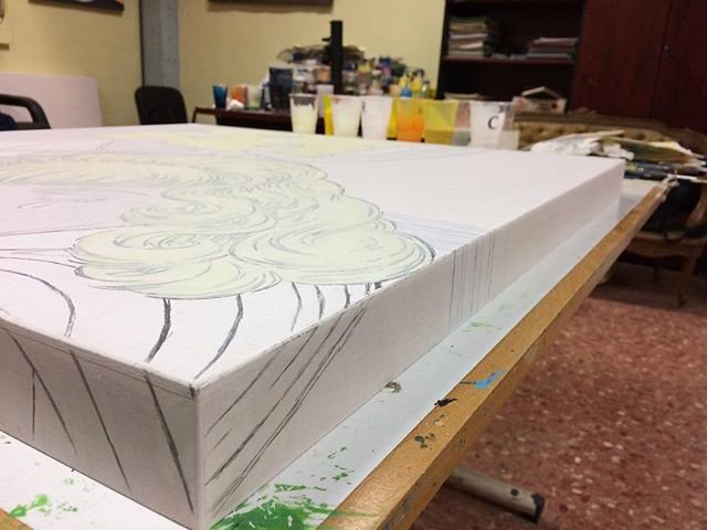 Reposting <a href="/jandroitu/">Alejandro Yturralde</a>:
#WIP 🚧 ( detalle). Nueva pintura acrílica sobre tablero de madera. Hoy pinto las primeras capas de color. ⚠️👁‍🗨 🖼