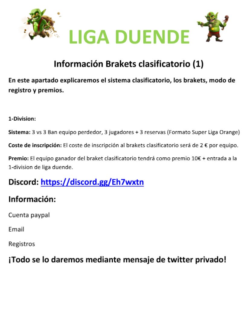 Liga_Duende's tweet photo. 📢 Estamos ultimando los registros ! ¿Quieres entrar en el bracket de acceso a 1 Division?

Pues ponte en contacto con nosotros ! Mas Info ↓ https://t.co/SLGDUEzWPW
