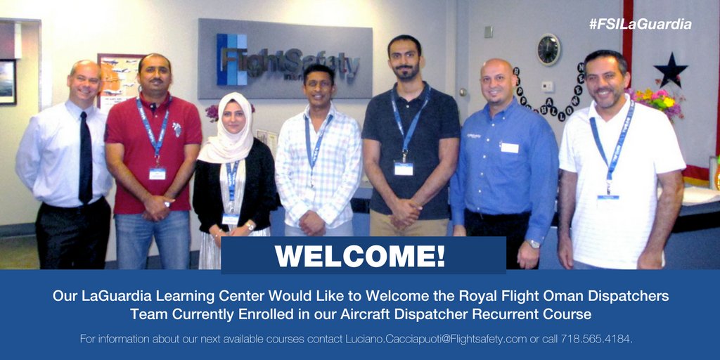 FlightSafetyInt's tweet photo. #FSILaGuardia would like to welcome the Royal Flight Oman Dispatchers team to our Aircraft Dispatcher Recurrent course. Happy training! https://t.co/pLg4ghxNA4