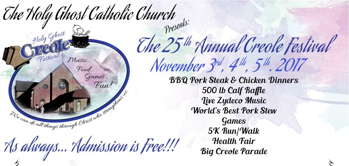 CreoleFest's tweet photo. The #HolyGhostCreoleFestival is this weekend: November 3rd, 4th, &amp; 5th! 
#Opelousas #Louisiana https://t.co/eR0qprpkzu  #Creole #Festival https://t.co/wyqHFuwXN0