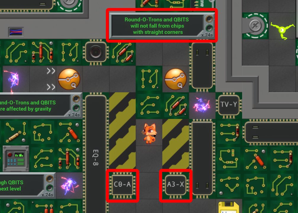 CompliKATed_'s tweet image. There are two type of chips in the game: square and round.
On the square chips(left side), the Round-O-Trons and QBIT&apos;s will not roll off 🙂