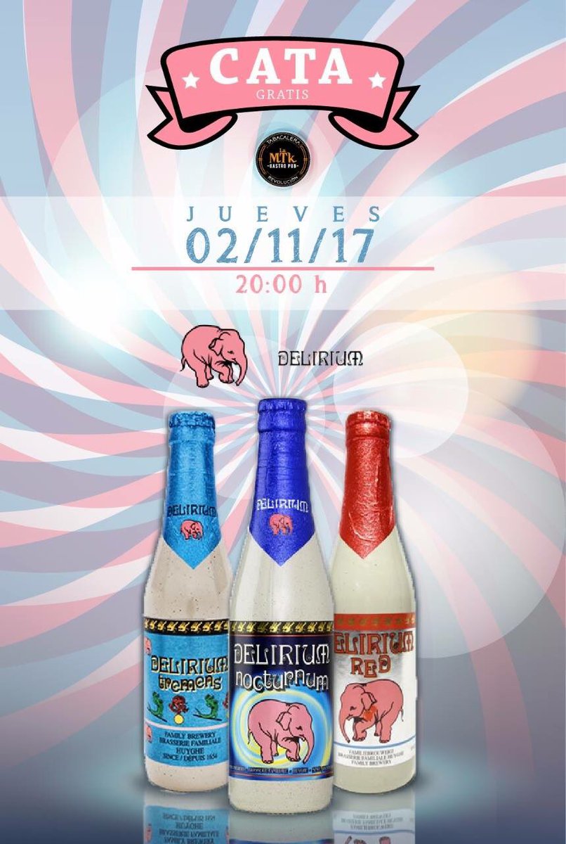 Hoy cata gratis! #delirium tremens,red y nocturnum 🍺🇧🇪🐘 te esperamos!! #somospizzcheleros 🍕❤️