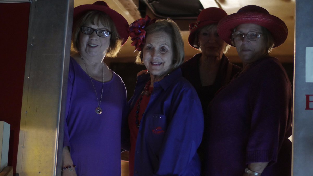 ALAMHOF's tweet photo. Members of the Red Hat Society from Birmingham toured our museum today! https://t.co/cUbCNdALTl