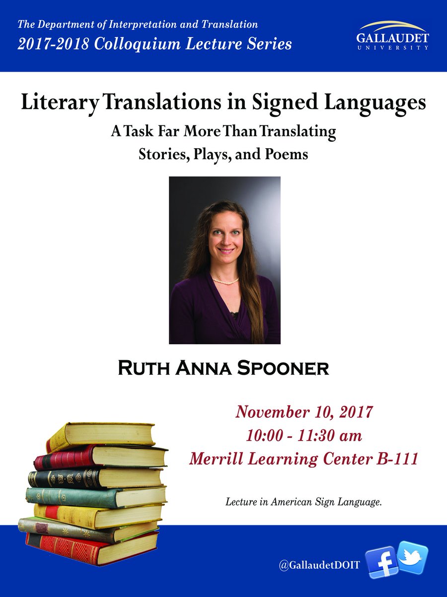 Join us for the upcoming Colloquium Lecture Series with Dr. Ruth Anna Spooner <a href="/GallaudetU/">Gallaudet University</a> - November 10, 10:00am in MLC B-111.